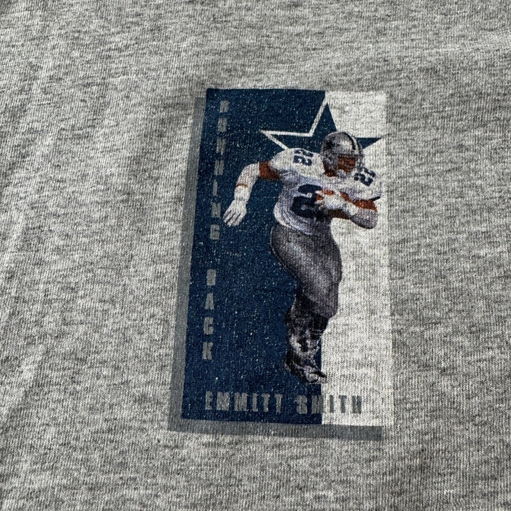 Vintage Emmitt Smith Double Side Graphic Tee Shirt Gray Starter USA 14-16 Youth